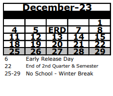 District School Academic Calendar for Trinity Oaks Elementary School for December 2023