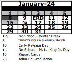 District School Academic Calendar for Sand Pine Elementary School for January 2024