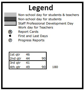 District School Academic Calendar Legend for Double Branch Elementary