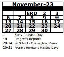 District School Academic Calendar for Fox Hollow Elementary School for November 2023