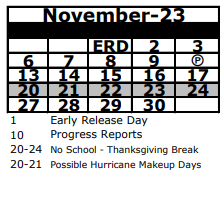 District School Academic Calendar for James M. Marlowe Elementary School for November 2023