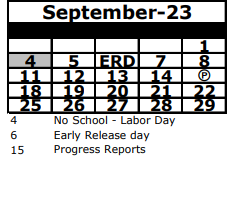 District School Academic Calendar for Schrader Elementary School for September 2023