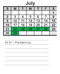 District School Academic Calendar for North Paulding Middle for July 2023