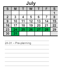 District School Academic Calendar for Hiram Elementary School for July 2023