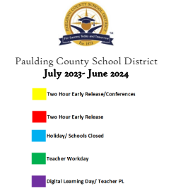 District School Academic Calendar Legend for North Paulding Elementary School