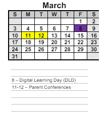 District School Academic Calendar for Dallas Elementary School for March 2024