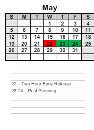 District School Academic Calendar for Hiram Elementary School for May 2024