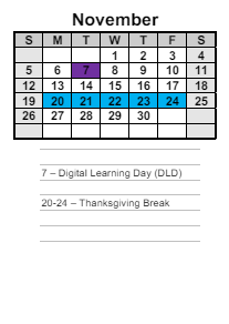 District School Academic Calendar for Hiram Elementary School for November 2023
