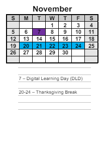 District School Academic Calendar for North Paulding Middle for November 2023