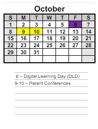 District School Academic Calendar for Dallas Elementary School for October 2023