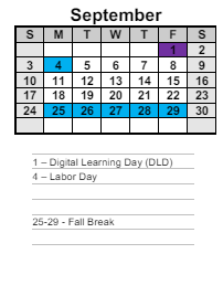District School Academic Calendar for Dallas Elementary School for September 2023