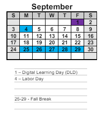 District School Academic Calendar for Sam D. Panter Elementary School for September 2023