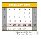 District School Academic Calendar for Nathanael Greene School for February 2024