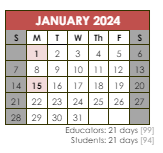 District School Academic Calendar for Nathanael Greene School for January 2024