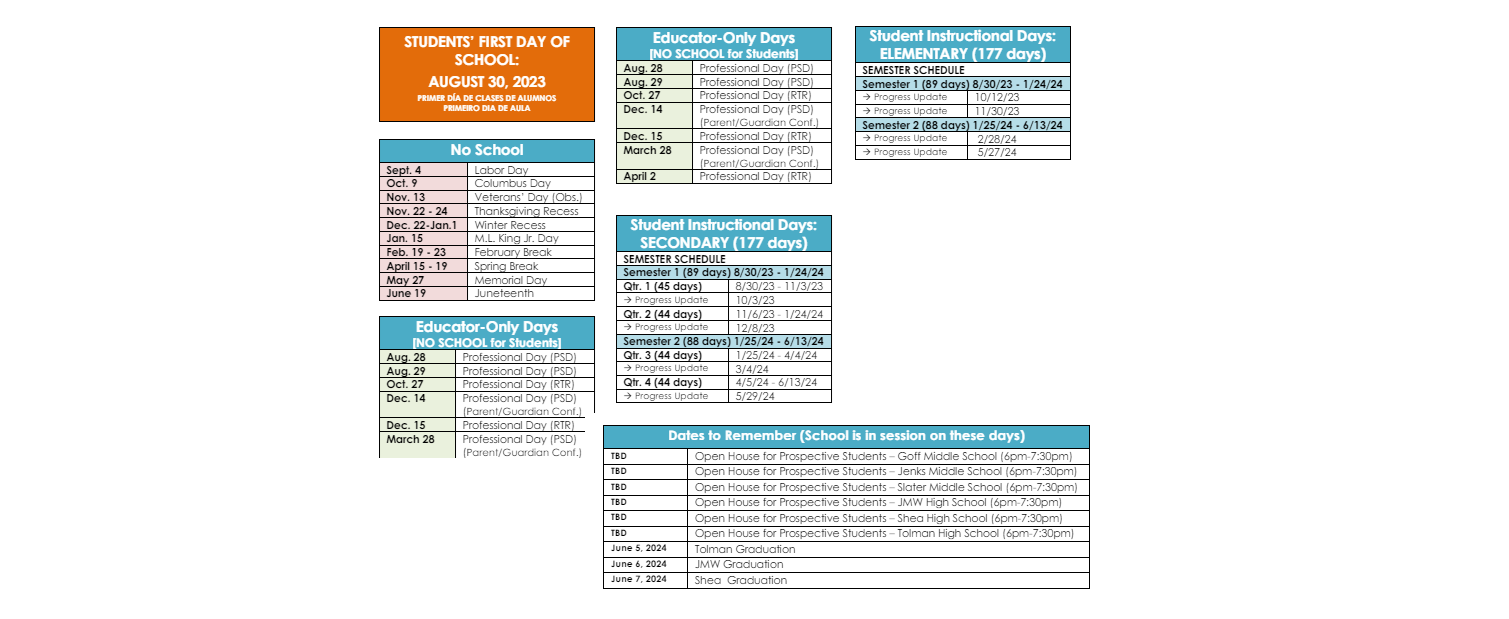 District School Academic Calendar Key for Nathanael Greene School