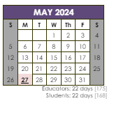 District School Academic Calendar for Nathanael Greene School for May 2024