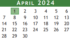 District School Academic Calendar for Brazoria Co J J A E P for April 2024