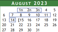 District School Academic Calendar for Brazoria Co J J A E P for August 2023
