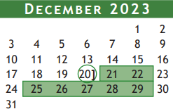 District School Academic Calendar for Alexander Middle School for December 2023