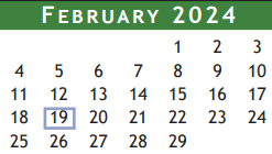 District School Academic Calendar for Brazoria Co J J A E P for February 2024