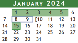 District School Academic Calendar for Brazoria Co J J A E P for January 2024