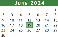 District School Academic Calendar for Brazoria Co J J A E P for June 2024