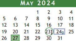 District School Academic Calendar for Berry Milller Junior High School for May 2024