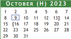 District School Academic Calendar for Barbara Cockrell Elementary for October 2023