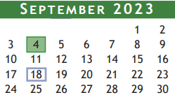 District School Academic Calendar for Brazoria Co J J A E P for September 2023