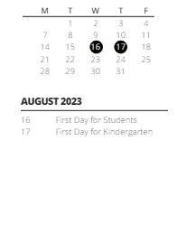 District School Academic Calendar for Meadow's Edge Elementary Sch for August 2023