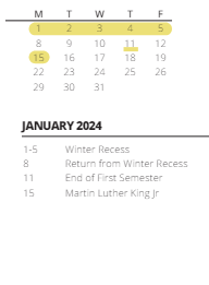 District School Academic Calendar for Meadow's Edge Elementary Sch for January 2024
