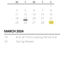 District School Academic Calendar for Meadow's Edge Elementary Sch for March 2024