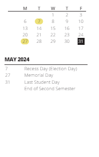 District School Academic Calendar for Meadow's Edge Elementary Sch for May 2024