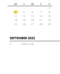 District School Academic Calendar for Meadow's Edge Elementary Sch for September 2023