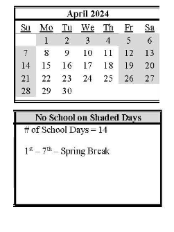 District School Academic Calendar for Lovelock Elementary School for April 2024