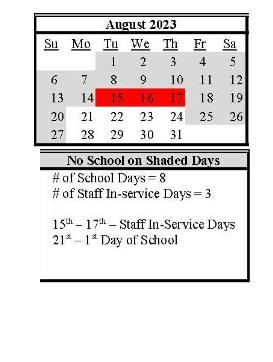 District School Academic Calendar for Lovelock Elementary School for August 2023