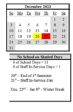 District School Academic Calendar for Lovelock Elementary School for December 2023
