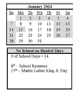 District School Academic Calendar for Lovelock Elementary School for January 2024