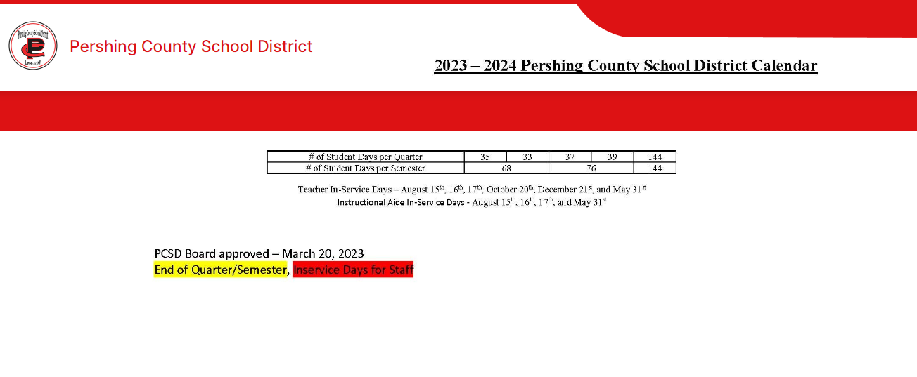 District School Academic Calendar Key for Lovelock Elementary School