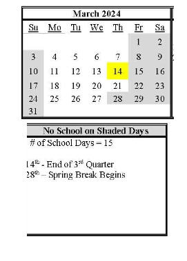 District School Academic Calendar for Lovelock Elementary School for March 2024