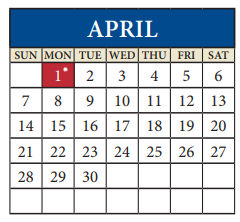 District School Academic Calendar for Travis Co J J A E P for April 2024
