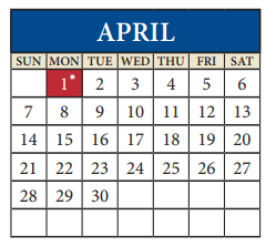 District School Academic Calendar for Pflugerville Elementary School for April 2024