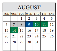 District School Academic Calendar for Parmer Lane Elementary for August 2023