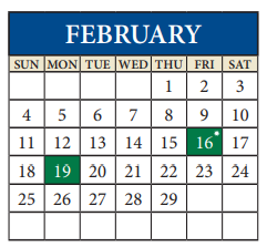 District School Academic Calendar for Hendrickson High School for February 2024
