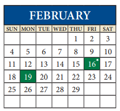 District School Academic Calendar for Alter Learning Ctr for February 2024