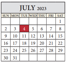 District School Academic Calendar for Brookhollow Elementary School for July 2023