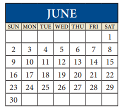 District School Academic Calendar for Pflugerville Elementary School for June 2024