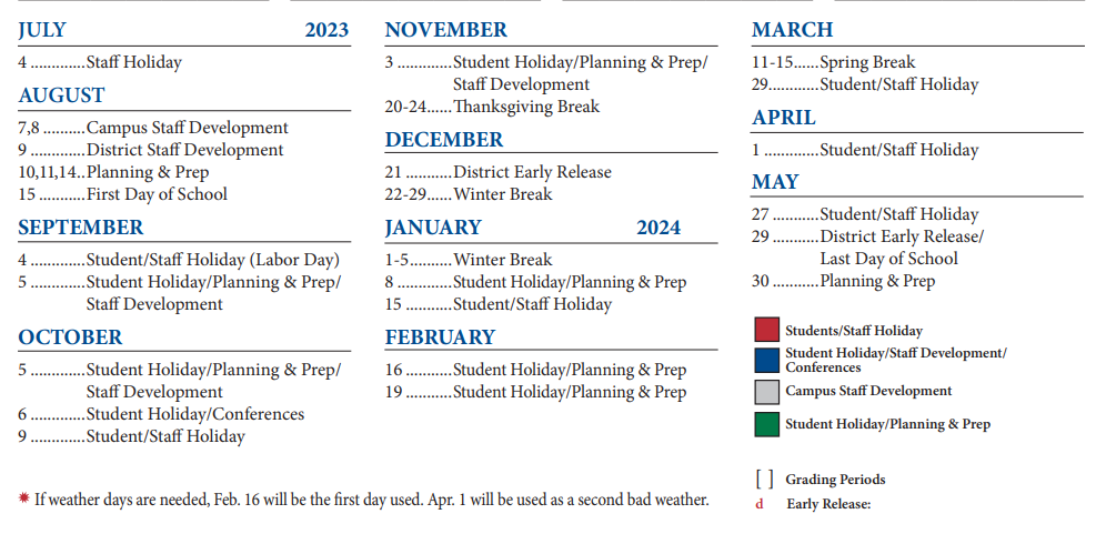 District School Academic Calendar Key for Alter Learning Ctr