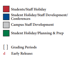 District School Academic Calendar Legend for Travis Co J J A E P