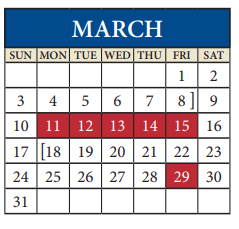District School Academic Calendar for Travis Co J J A E P for March 2024